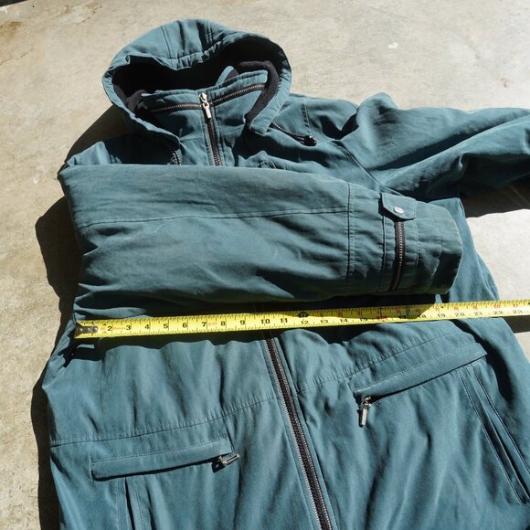 FS Limited Womens Green Blue Pockets Hooded Winter Full-Zip Jacket Size XL - Picture 7 of 8